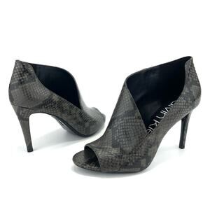 Calvin Klein Nastassia Stiletto Heels Size 8 Black & Gray Animal Print Peep Toe
